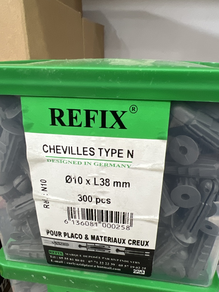 CHEVILLE PLAST BLEU BT N°10 300PCS