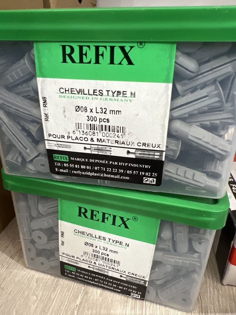 CHEVILLE PLAST GRIS BT N8 250PCS