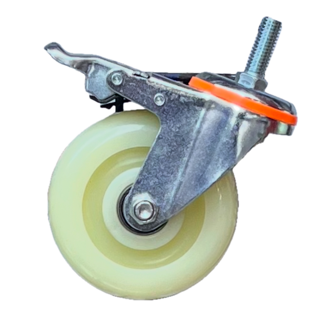 ROULETTE 100MM BLANC AVEC TIGE A FREIN