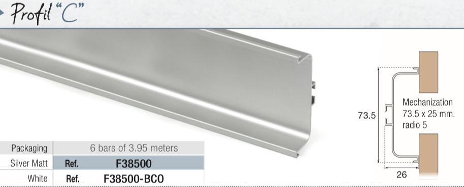 PLASTIMODUL SYSTEM CHEF PROFIL HORIZONTAL C 4M F38500