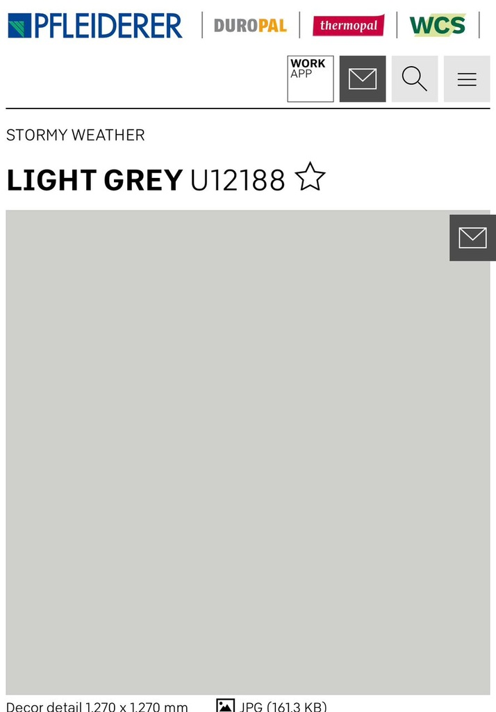 PFLEIDERER PANNEAUX LIGHT GREY U12188