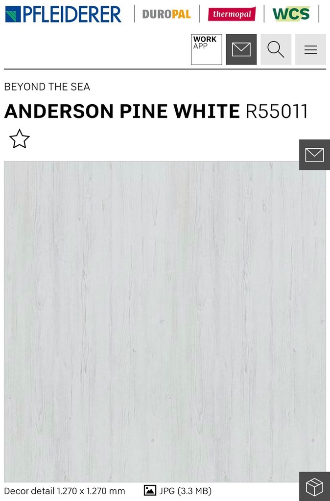 PFLEIDERER PANNEAUX ANDERSON PINE WHITE R55011