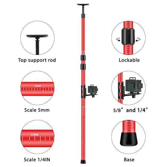 PERCHE RDY ROUGE 3,8M POUR NIVEAU LASER