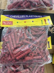 CHEVILLE PLAST SACHE ROUGE N°10 100PCS