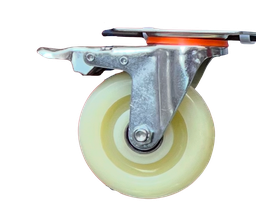 ROULETTE 100MM BLANC AVEC PLAQUE A FREIN