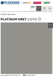 PFLEIDERER PANNEAUX PLATINUM GREY U12115